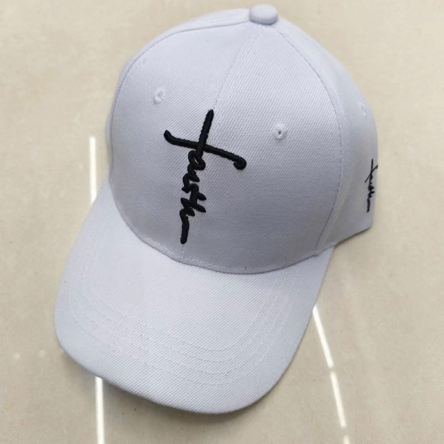 Embroidered Cross Baseball Cap, Christian Adjustable Snapback Hat for Men & Women, Structured Dad Hat with Jesus Faith Design - Image 4