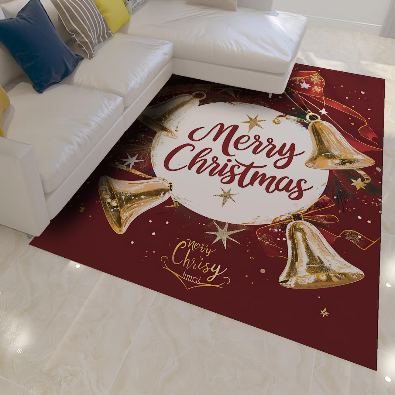 Tapis rouge de Noël 160x200 antidérapant pour décoration de fêtes
