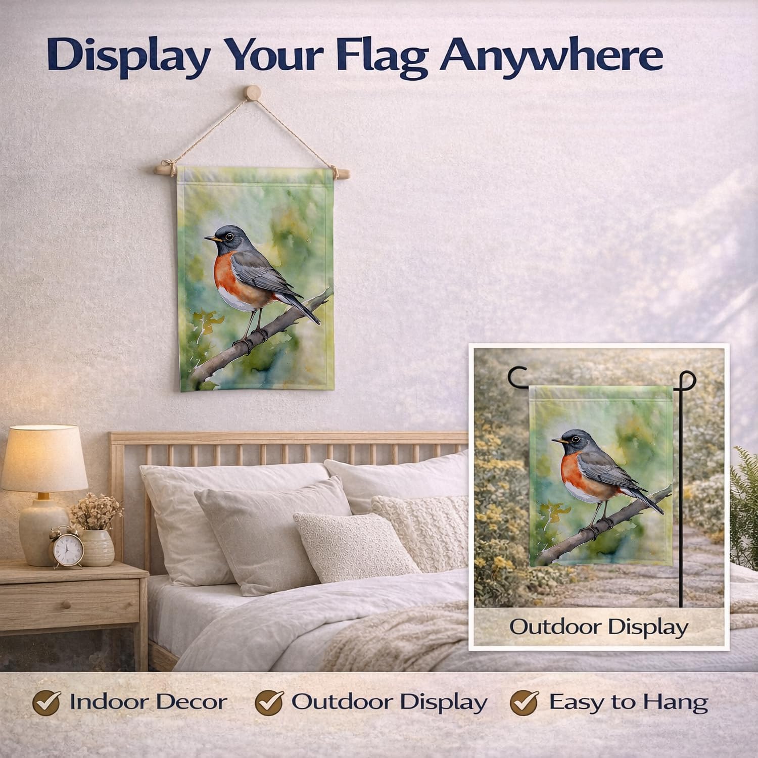 Caroline's Treasures Connecticut American Robin Garden Flag Mailbox Flag Decorative Yard Flag Banner Outside Patio Artwork Yard Flower Beds, Garden Size, Multicolor