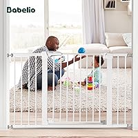 Vista 4 de BABELIO Puerta de bebé extra ancha de 29 a 53.5 pulgadas, puerta de metal para mascotas para escaleras y puertas, puerta para niños montada a