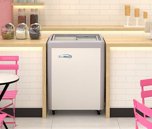 Miniatura 4 de KoolMore Congelador de exhibición de gabinete de inmersión de gelato de 26 pulgadas y 5 bandejas con puerta corrediza de vidrio, 6 pies cúbicos con