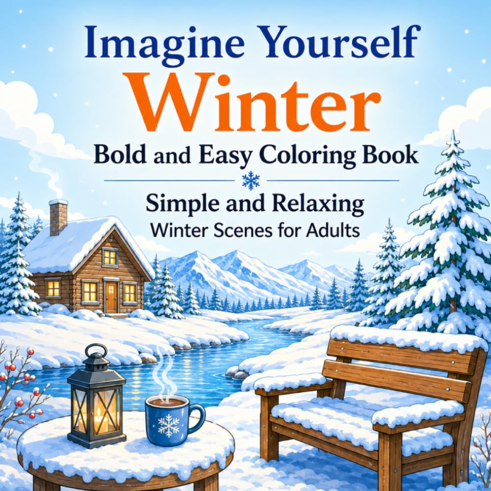 Imagine Yourself Winter Bold and Easy Coloring Book: Simple and Relaxing Winter Scenes for Adults (Imagine Yourself Coloring Series)