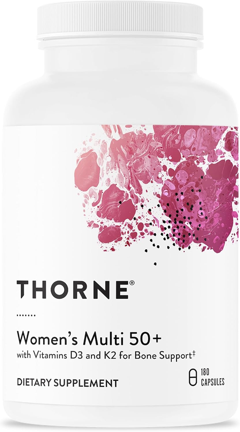 THORNE - Women's Multi 50+ - Comprehensive Daily Multivitamin with Vitamins A, B6, B12, C, D, E, K, Zinc & More - Support Heart, Brain, Bone & Immune Health* - 180 Capsules - Image 1 of 9