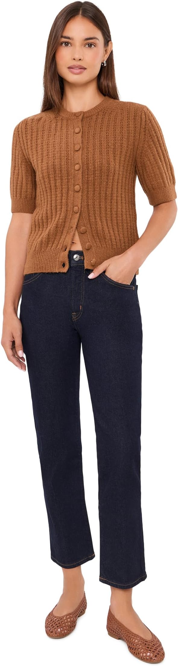 Женские джинсы Madewell The Jules Slim-Straight in Rinse Wash, цвет: Синий — фото 3