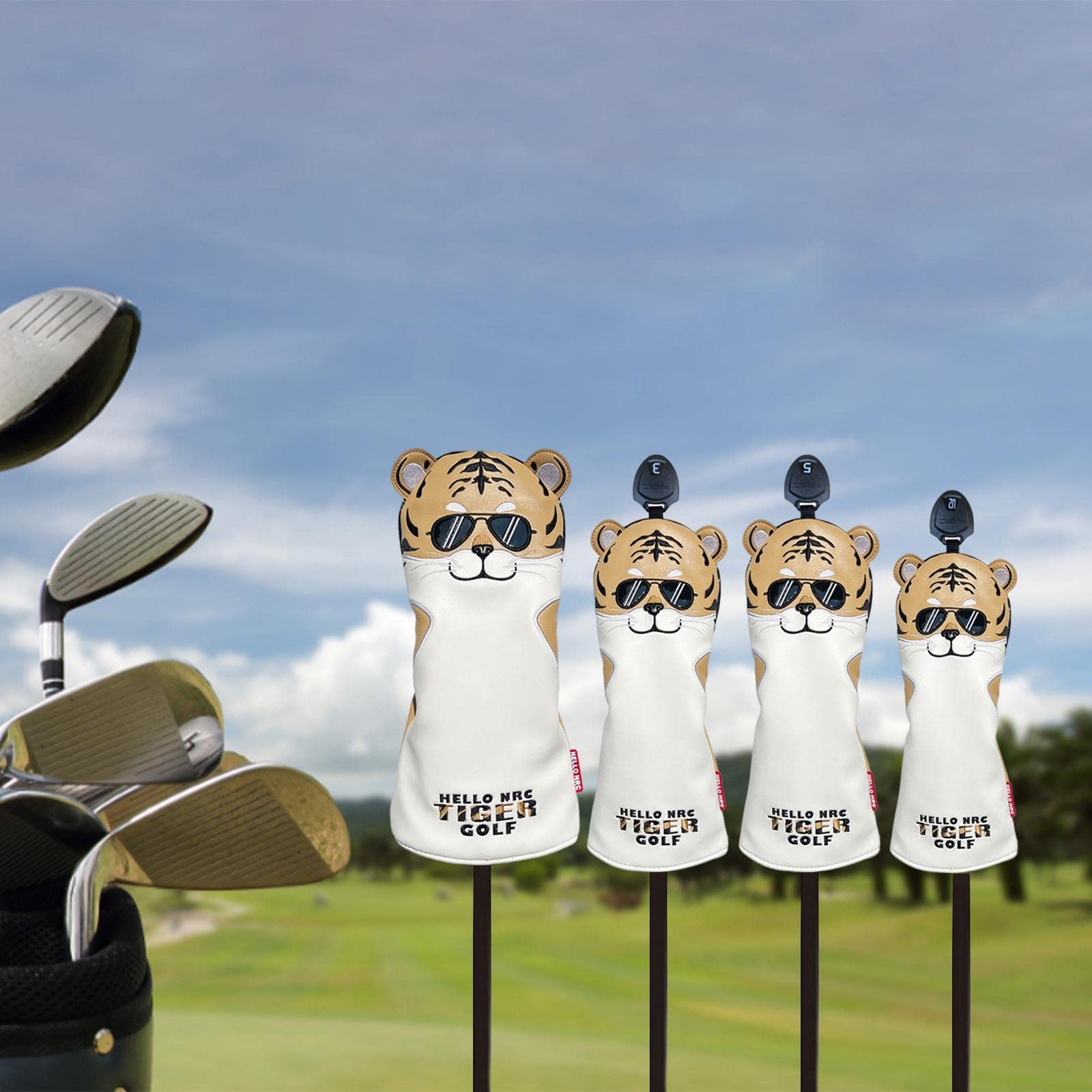 4X Couvre-tête en Bois de Golf, Couvre-tête de Club, avec de numéro Interchangeable, Hommes Femmes Protection étanche Accessoires de, Jaune