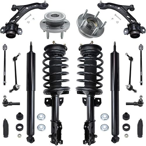 Detroit Axle - Puntales delanteros Amortiguadores traseros Cojinete de cubo de rueda brazos de control inferiores y varillas de acoplamiento