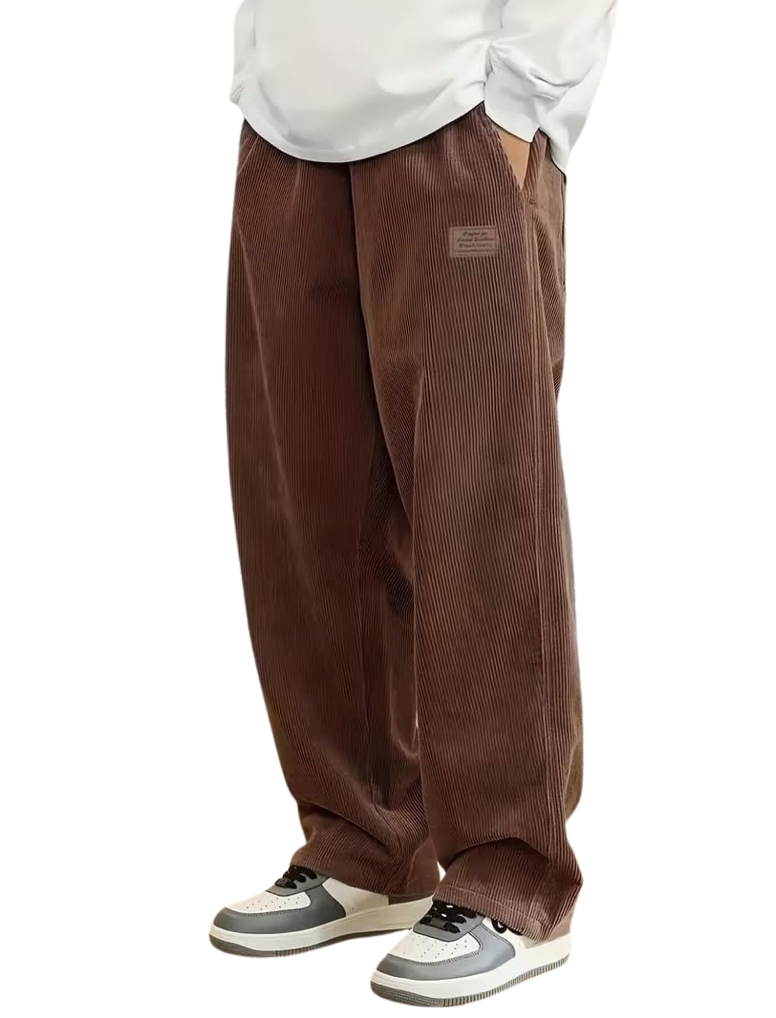 zombom Men's Comfortable Baggy Corduroy Pants | Relaxed Fit Stretch Waist Trousers for Everyday Wear | Casual Trouser for Man-picture-15