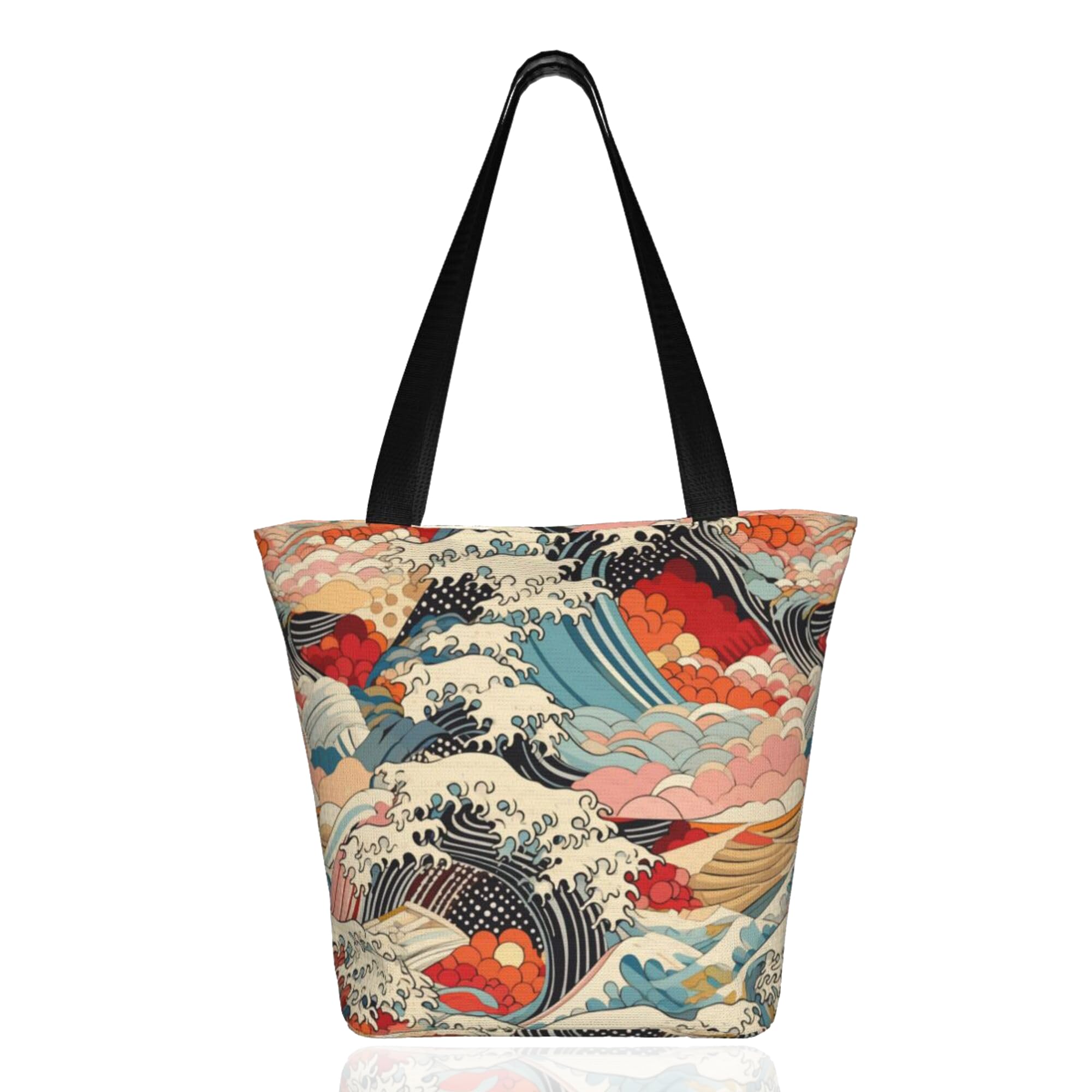 DADABULIU Japanese Cat Pattern Tote Bag Large Capacity Polyester Shoulder