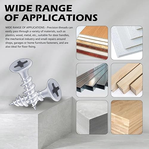 Miniatura 6 de Hession Tornillos de madera plateados #8 x 1 pulgada auto roscantes Scrwes Bugle Head Phillips Drive Hi Low Thread Sharp Point Zinc Plated 20pcs