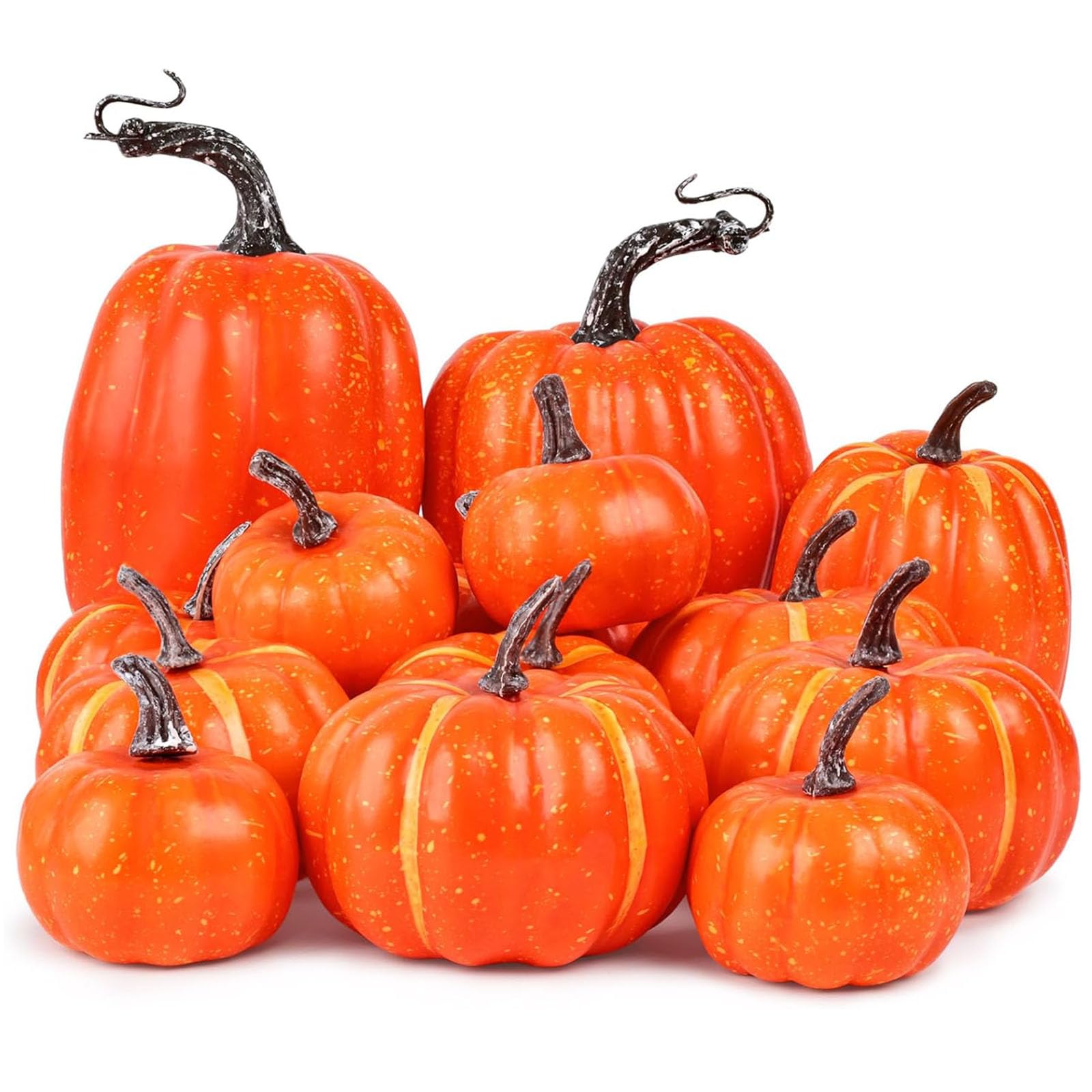 Snapklik.com : 14PCS Artificial Pumpkins, Foam Pumpkins Assorted Sizes