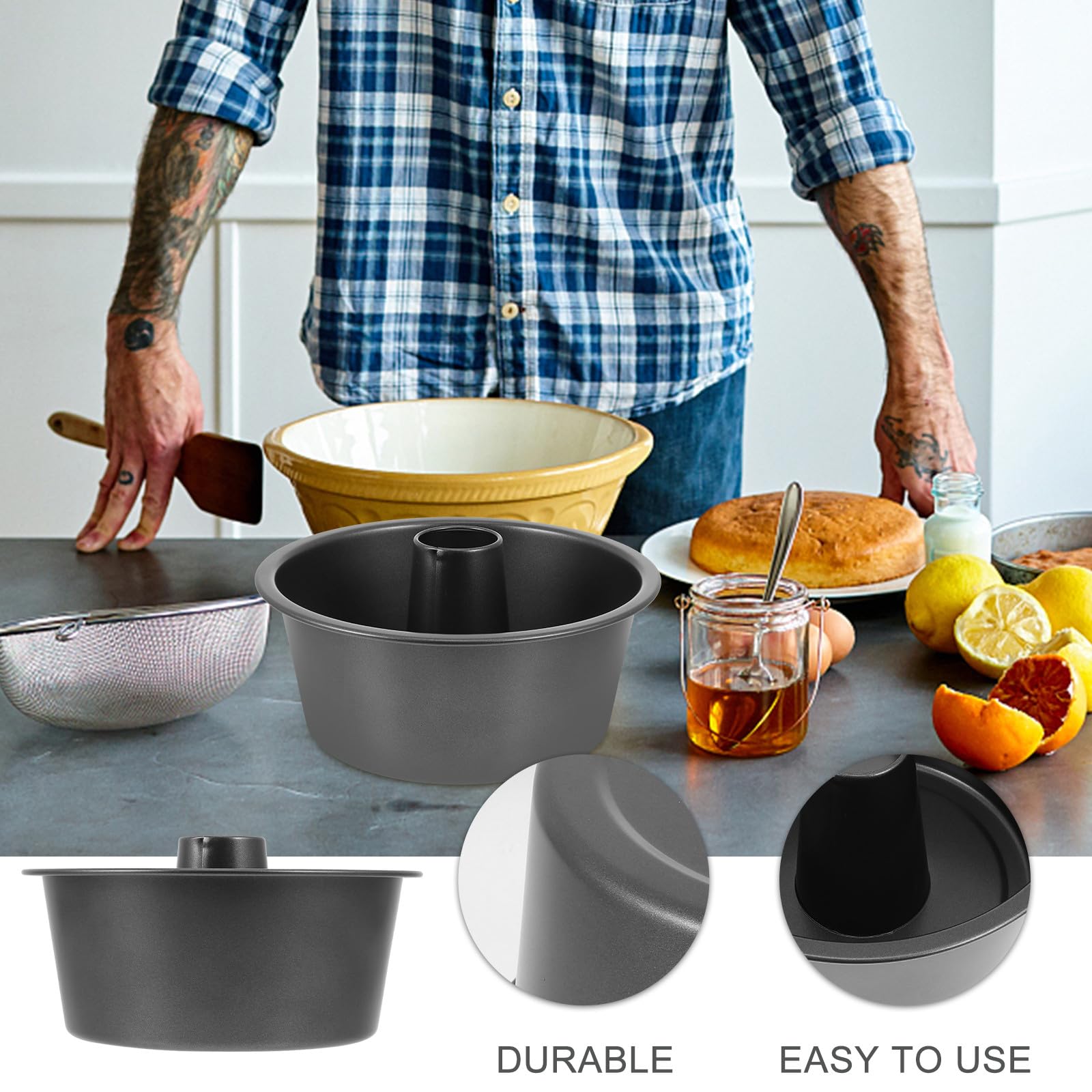 Toyvian Wiederverwendbare Antihaft Kuchenform aus Dickem Karbonstahl Runde Backform Mittel (23,5 Cm) für Cupcakes Desserts und Selbstgemacht Backprojekte