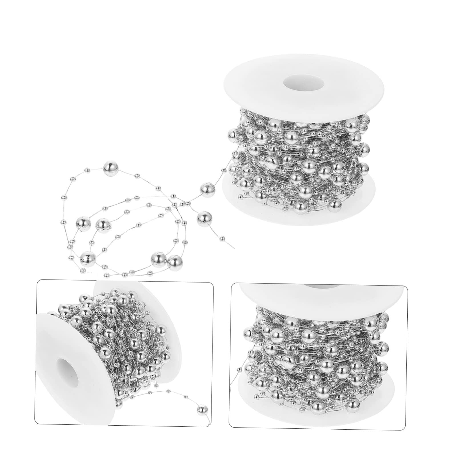 Tofficu Perlenmaterial dekorative Perlengirlande Perlenanhänger Strass Handdekor house decoration Heimdekorationsartikel Perlenkettenanhänger dekorative Perlenkette Plastik Silver