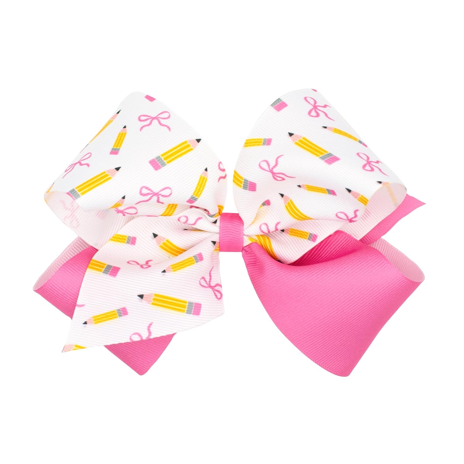 Wee Ones Girls' Back to School Ric Rac Trim Hair Bow on a WeeStay Clip, Handmade, size King, Light Navy