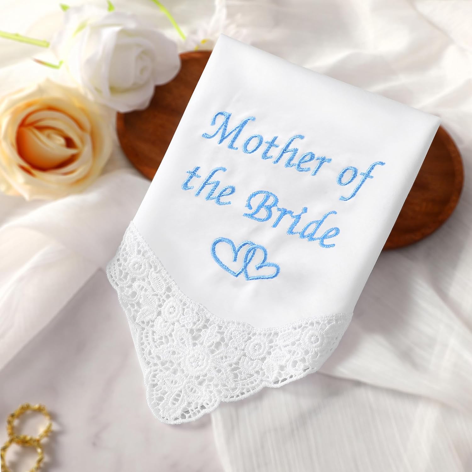 Mother of the Bride Handkerchief Wedding Handkerchiefs Something Blue Gift for Mother of the Groom Keepsake Hanky - Image 5