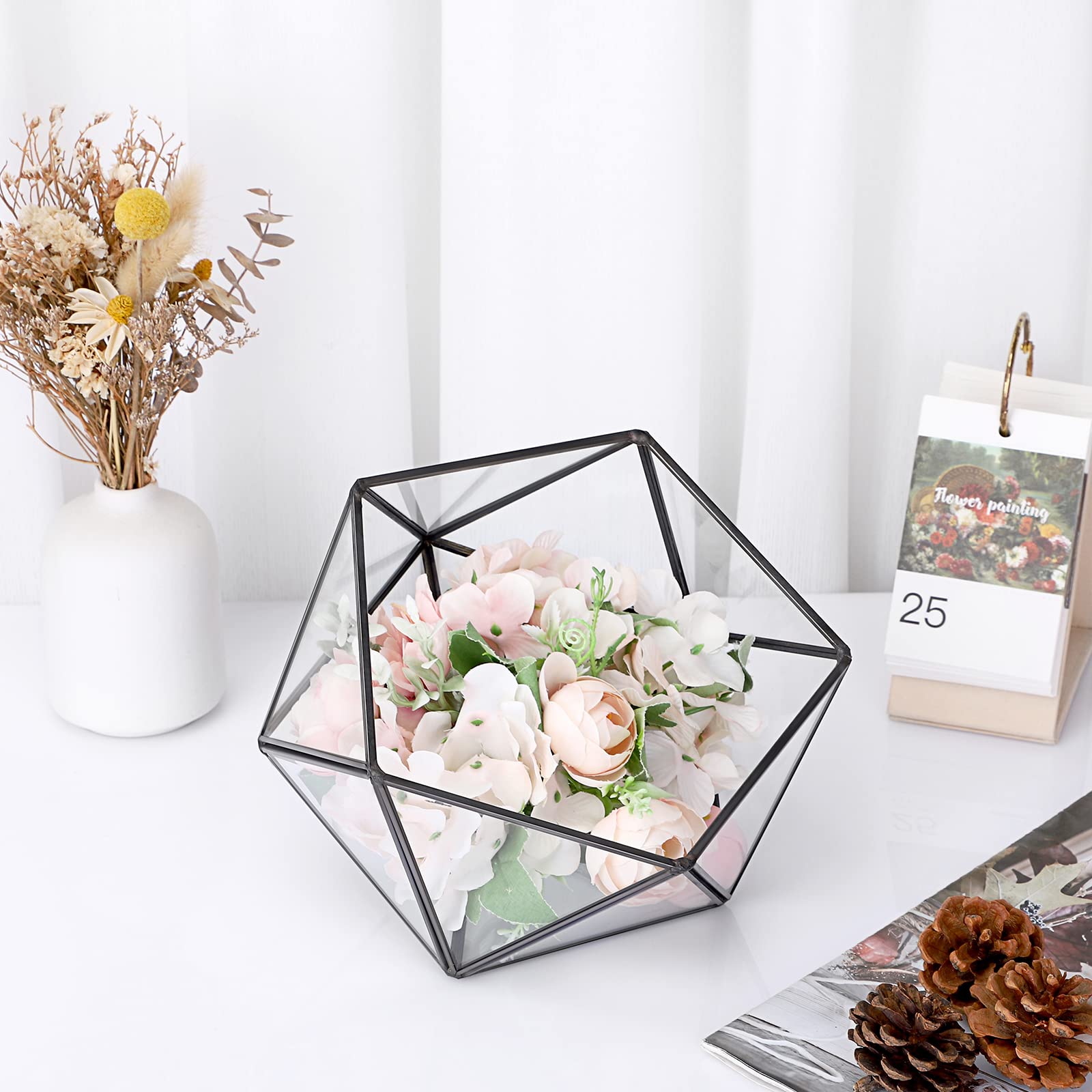 ELLDOO Porta cialde di caffè in vetro nero, 15 lati, geometrica, organizer per capsule di caffè K Cup Espresso, bustine di tè e zucchero, per cucina, bar, bancone ufficio