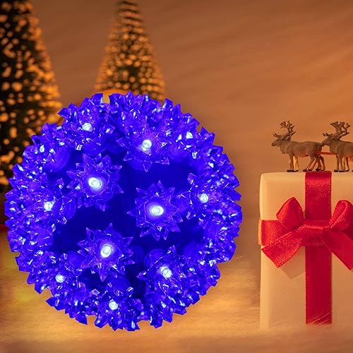 Miniatura 4 de Esfera de luces de Navidad de 5.5 pulgadas para colgar al aire libre, 50 luces LED de orbe azul claro, luces de esfera para árbol, porche,