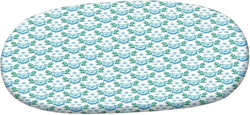 Miniatura 3 de XISUNYA Fitted Oval Tablecloth, Rose Elasticized Polyester Table Cover,Vintage Blue Roses and Forget Print Fitted Table Cloth, Fits Oval Tables up