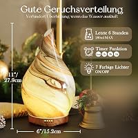 Porseme aroma diffúzor 280 ml kézzel fújt üveg ultrahangos párásító illóolajokhoz 7 színű LED időzítő Deep Desert színben 2