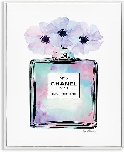 Stupell Industries Perfume de flores moradas Glam Fashion, diseño de Amanda Greenwood - Arte de pared enmarcado en blanco, 11 x 14, azul, Stupell Industries Perfume de flores moradas Glam Fashion, diseño de Amanda Greenwood - Arte de pared enmarcado en blanco, 11 x 14, azul,