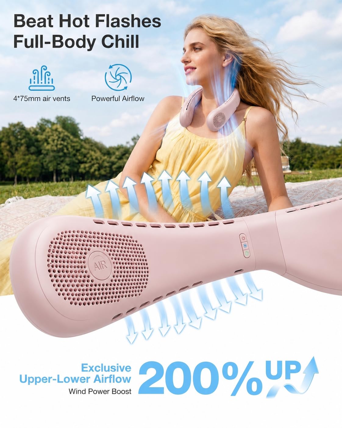 TORRAS COOLiFY Air 2026 Ventilateur de Cou Climatiseur Amélioré, Ventilateur Portable Ultra-Léger Rechargeable, Refroidissement Personnel de Cou avec 3 Modes Ventilateur/Refroidisseur/Chauffage pour