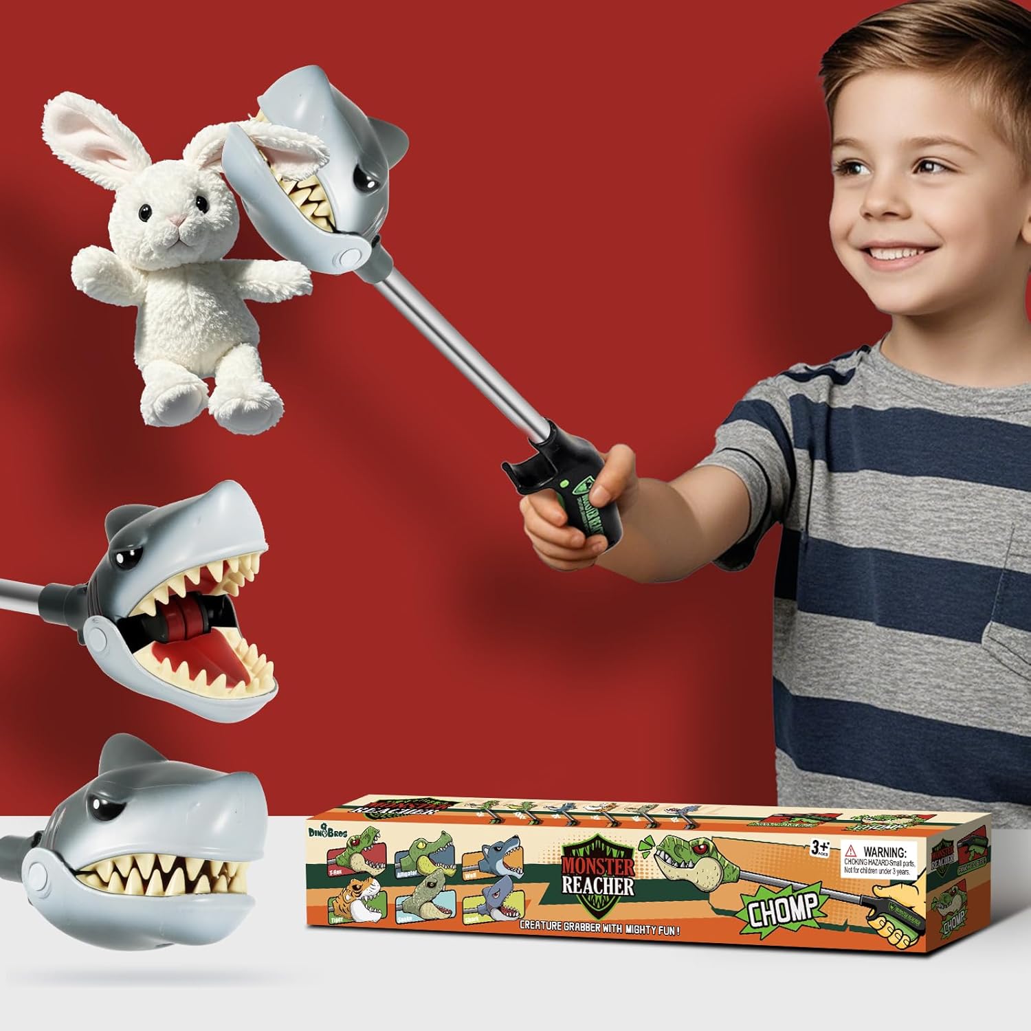 DINOBROS Shark Toy Pincher Grabber Sea Animal Toys Chomper Claw Monster Reacher Great White Shark Toys