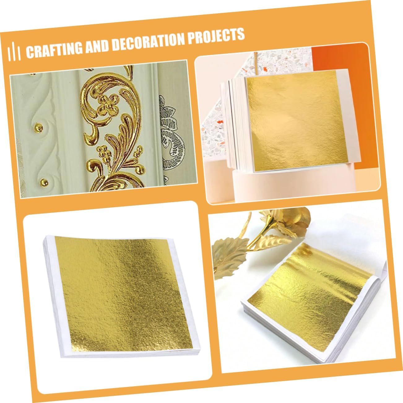 SHINEOFI 1bag Imitation Gold Leaf Sheets for Art Craft Foil Metallic Glitter Bulk Versatile Craft