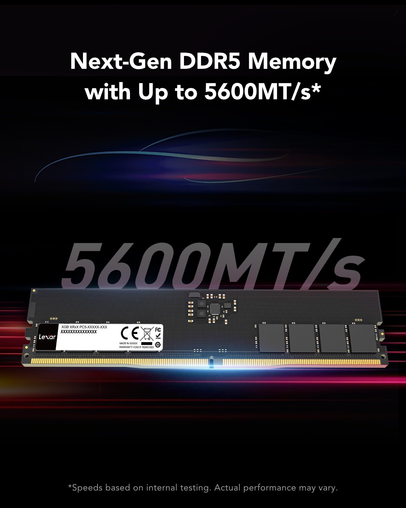 Lexar UDIMM 16GB DDR5 RAM 5600 MHz, 288-Pin DDR5 UDIMM Computer 