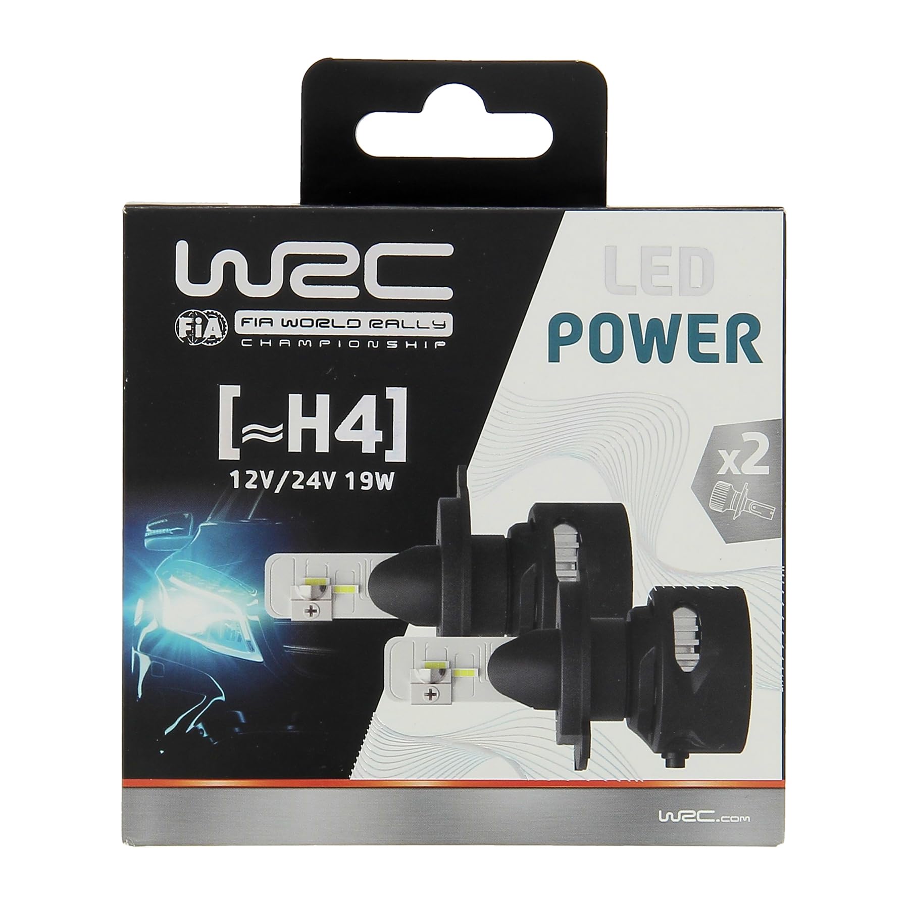 WRC 007550 2 żarówki LED H4 12V / 24V 19 W, mocna lampa samochodowa