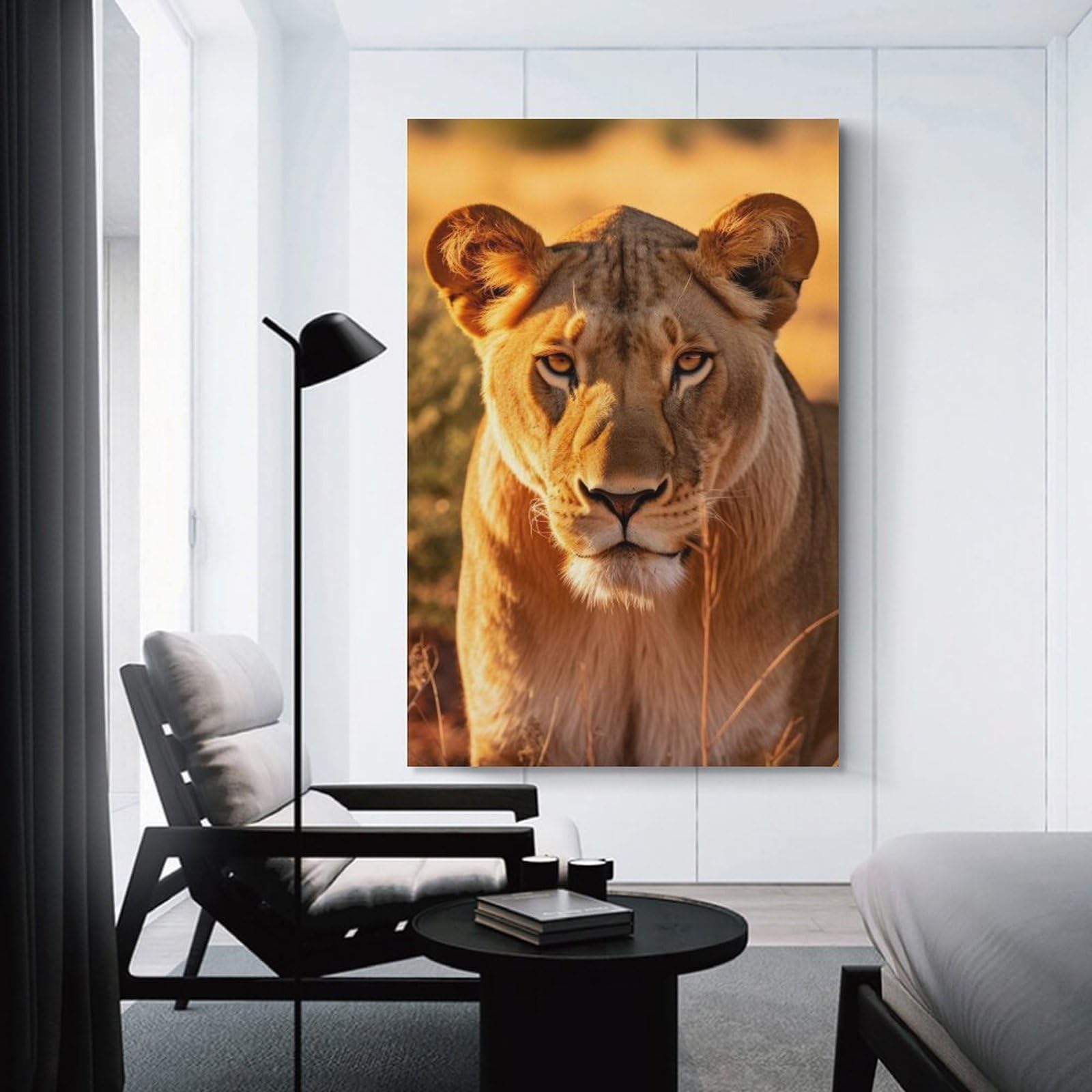 Junmoney Lioness Wildlife Photo Room Decor Wall Art 20x30inch(50x75cm), for Wall Displays, Bedrooms Or Room Updates, Ideal for Building A Coordinated Art Wall