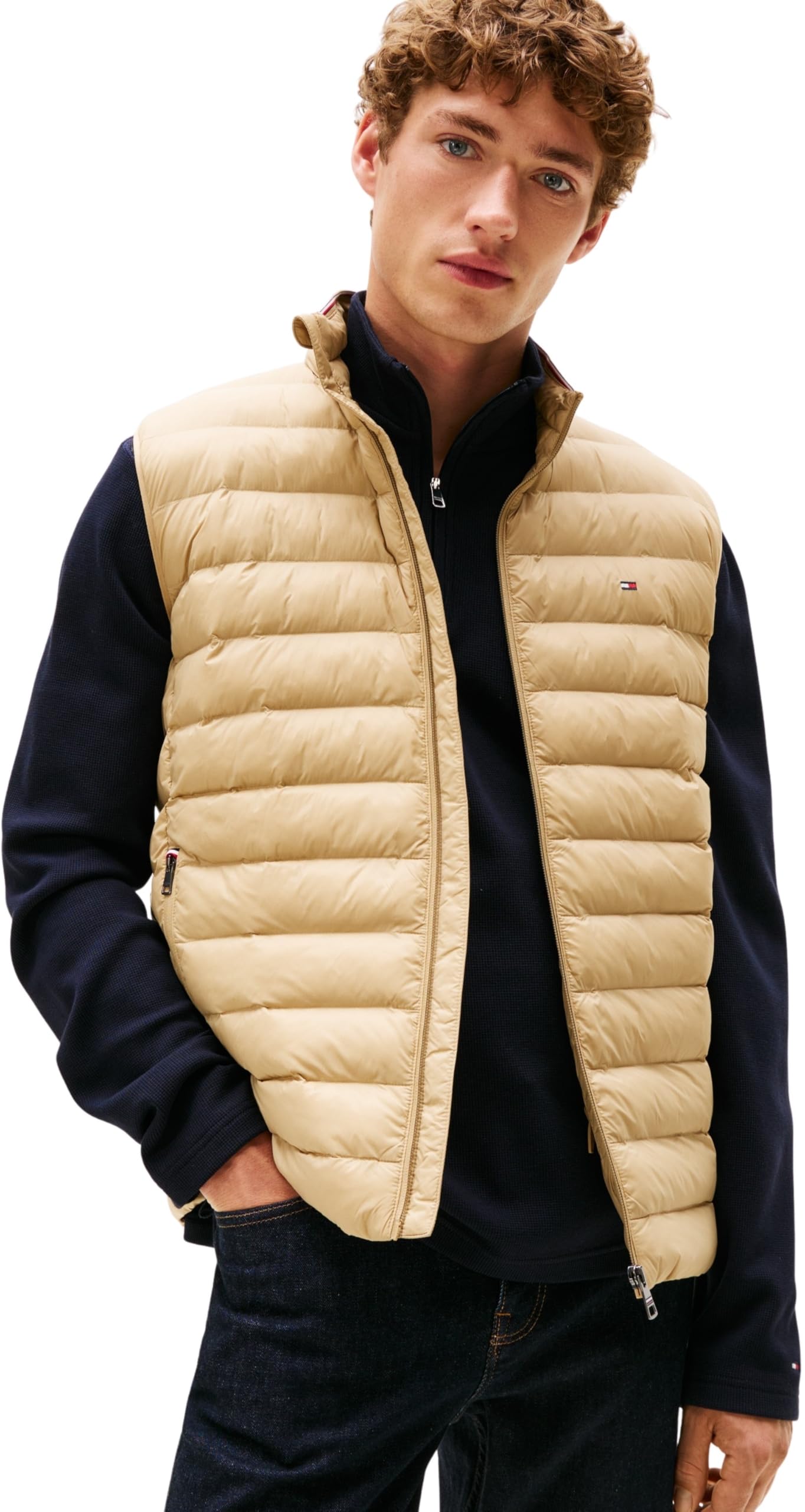 Tommy Hilfiger Veste sans Manches Homme Packable Recycled Vest Col Montant, Marron (Camel), S