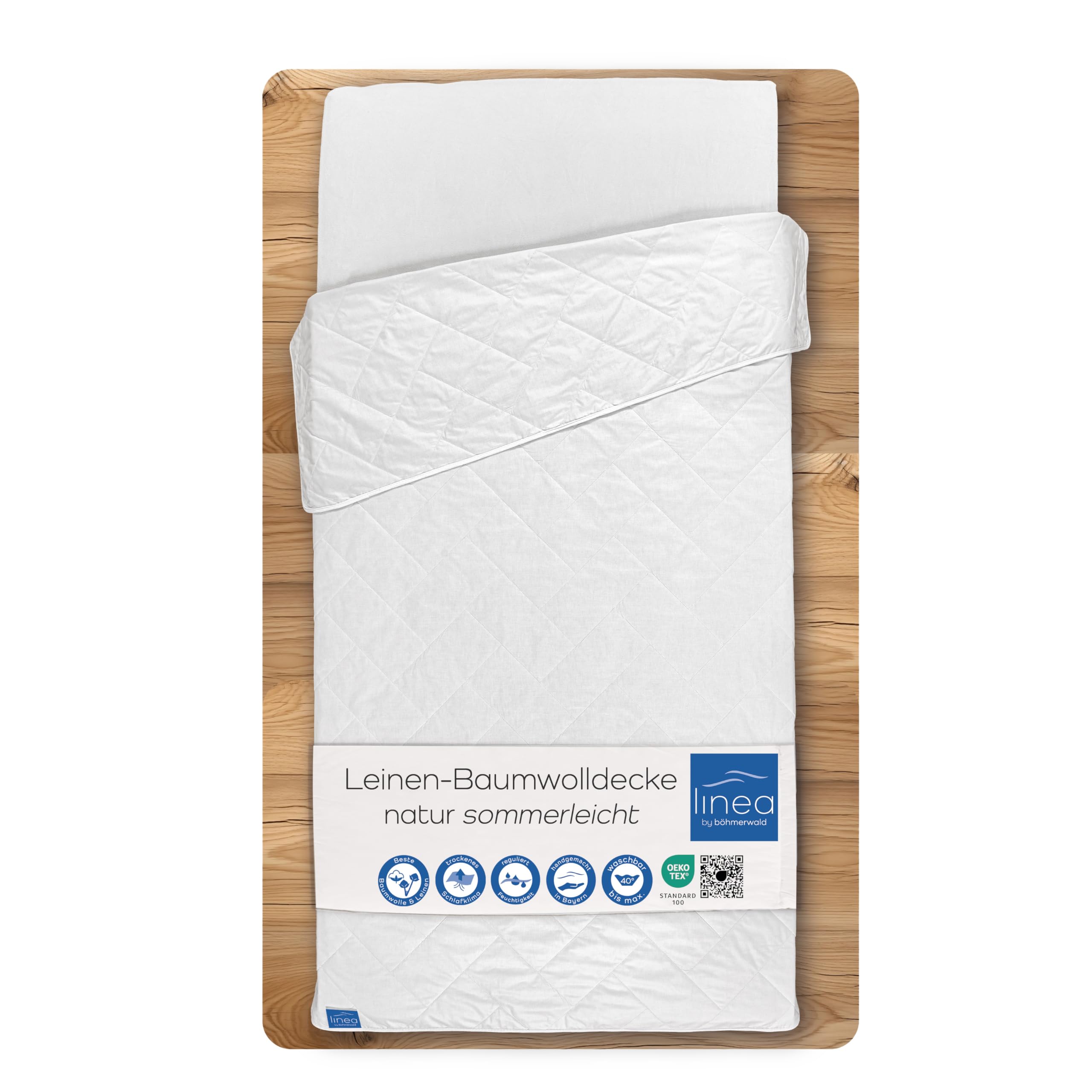 LINEA by Böhmerwald - nature - Coperta estiva in lino/cotone, 60% lino/40% cotone, anallergica, lavaggio delicato fino a 40 °C, prodotta in Germania, 135 x 200 cm