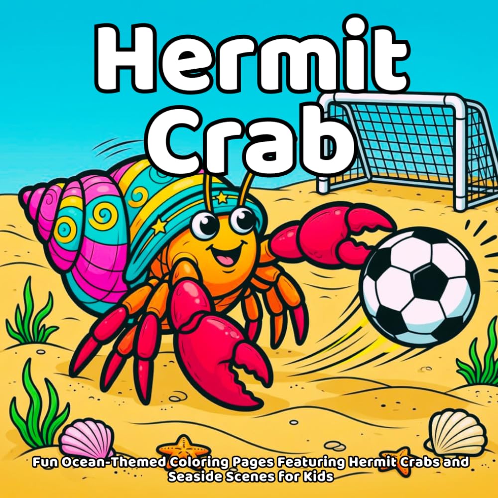 Hermit Crab Coloring Book: Fun Ocean-Themed Coloring Pages Featuring Hermit Crabs and Seaside Scenes for Kids