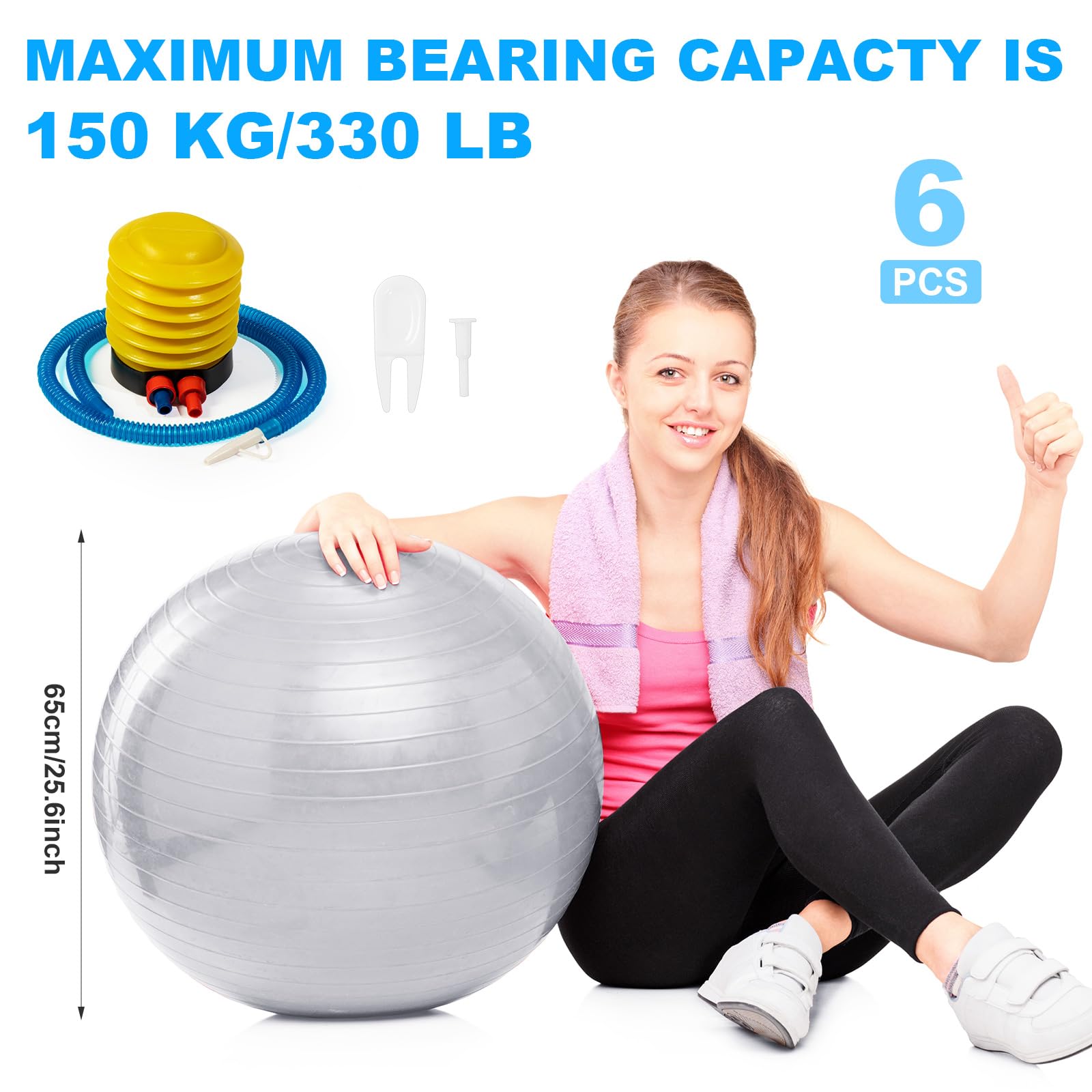 Jexine 6 palline da yoga in PVC, per equilibrio e stabilità e equilibrio, pompa rapida per allenamento fisico, gravidanza, casa, ufficio, palestra