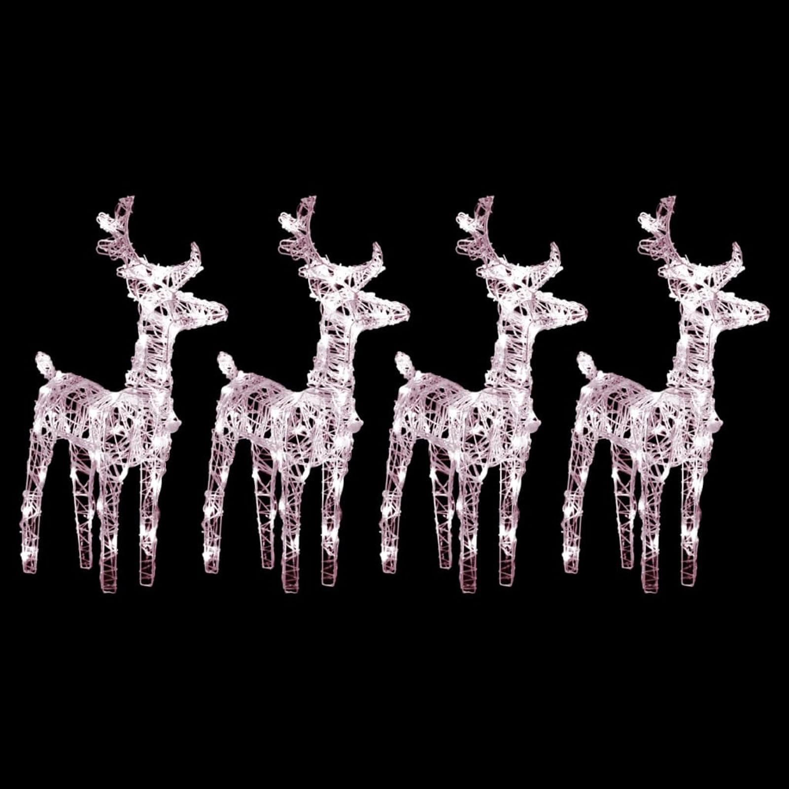 Renos de Navidad 4 Unidades 160 Leds Blanco cálido acrílico, Figuras LED, Decoracion Navidad Exterior, Figura Luz Navidad, Reno Luminoso Exterior, Navidad Exterior Figuras