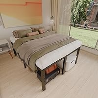 Vista 88 de Base de cama tamaño Queen de 12 pulgadas, no necesita somier, base de colchón de plataforma de metal resistente con listones de acero