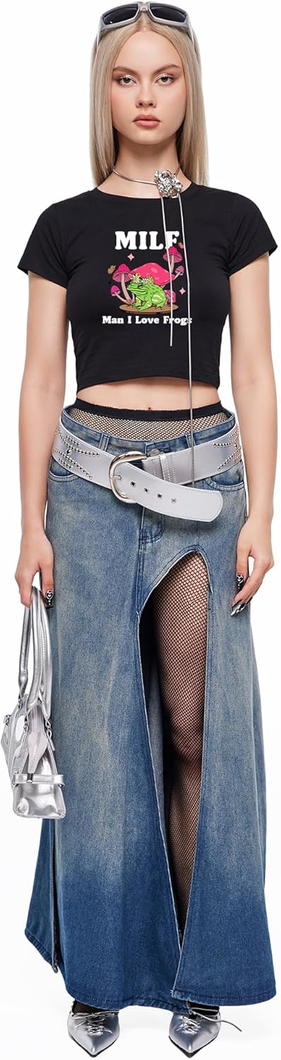 Y2K Baby Tees for Women - Frog Funny Short Sleeve Crew Neck Crop Tops Going Out Top T-Shirt - Image 3