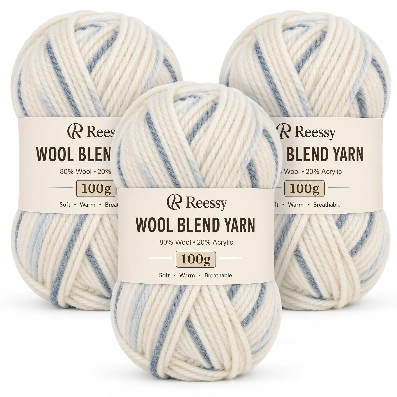 Reessy Knitting Wool, 3 Pack of 100g Gradient Chunky Wool Ombre Yarn(#20) โ image 1
