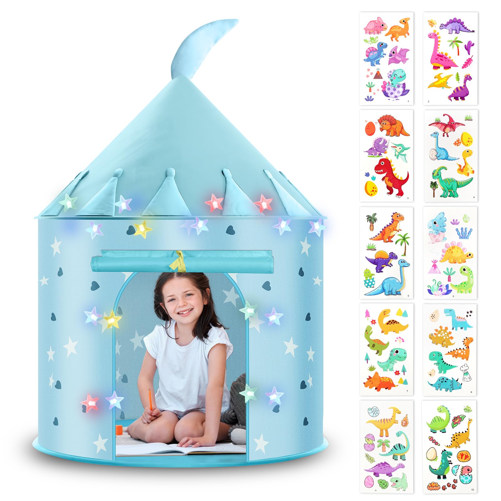 HOTUT Kids Pop Up Play Tent, Kids Play Tent with Multi-Coloured Star Lights