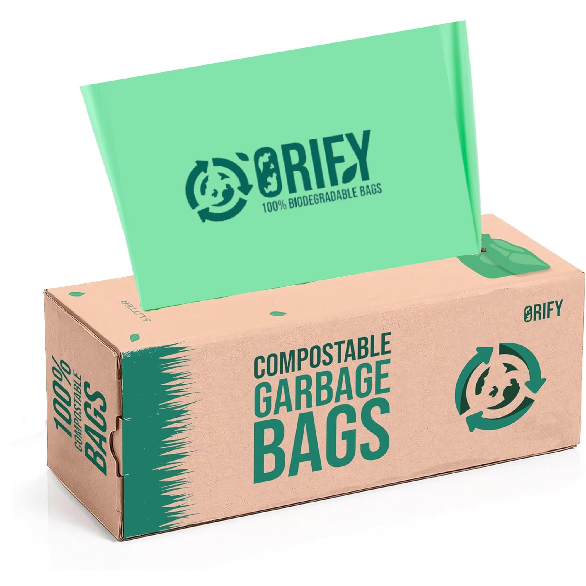Orify Kitchen Bin Bags 100% Biodegradable Food Waste Bags 6 Litre Compostable Caddy Liners 120 Compostable Caddy Liners Heavy Duty Bin Bags With EN13432 Certificate Recycling Bins For Kitchen