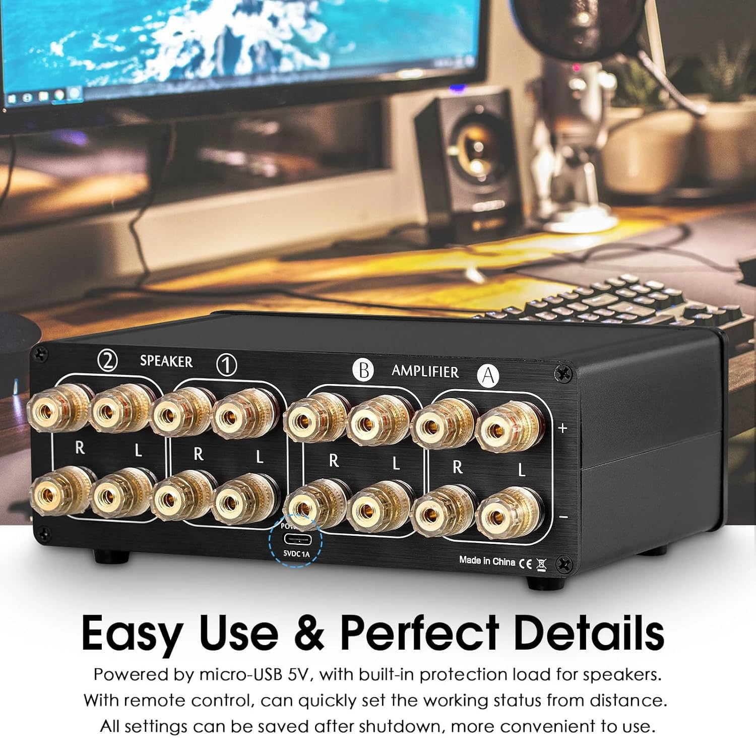 Commutatore Amplificatore/altoparlante VU3, Doppio VU Meter Analogico, 2 Set Di Uscite Di Commutazione Audio, 4 Livelli Di Retroilluminazione Regolabili, Distributore Audio, Decorazione Dinamica