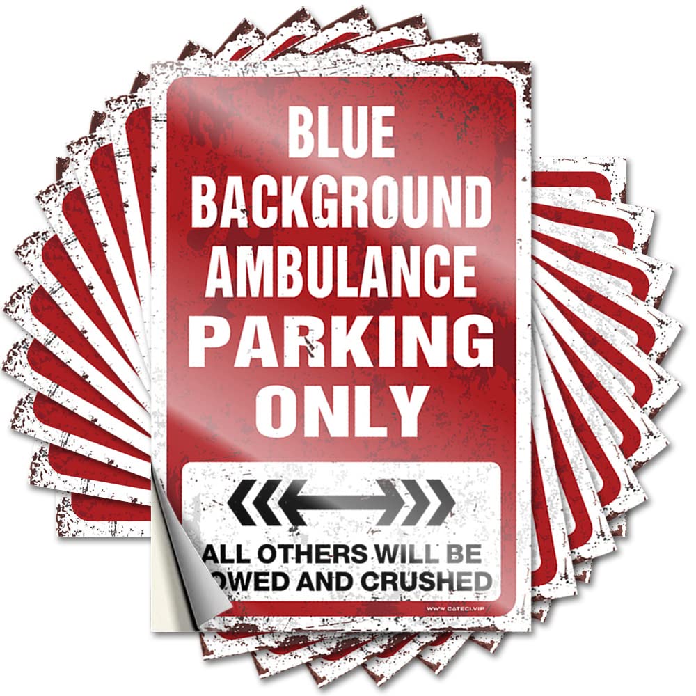Lettering Sticker Garage Encouragement Blue Background Ambulance Parking Only for Double - Coffee Easy Peel Removable(8X12CM)
