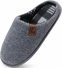 COFACE Chaussons Homme Hiver Chaud en Mousse à Mémoire Pantoufles en Feutre Pour Intérieur/Extérieur de Forme Chaussures Enavec Semelle Antidérapante en Caoutchouc Gris Taille 44