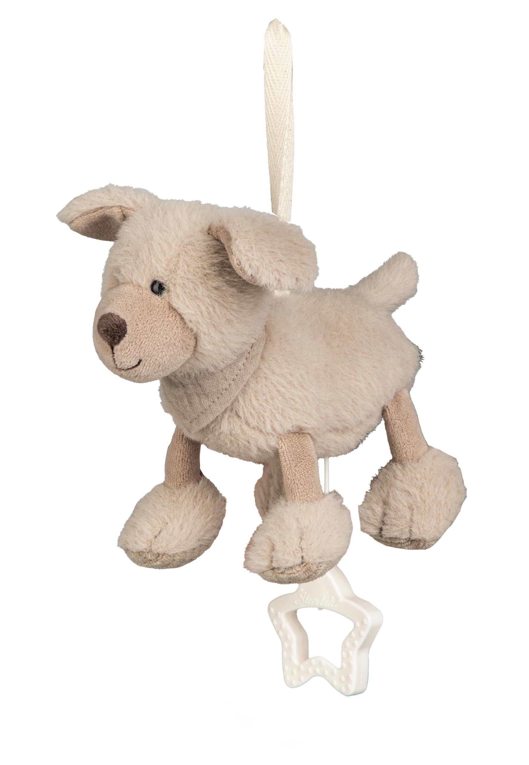 Sterntaler Spieluhr S Hund Lucky – Baby-Kuscheltier mit Spieluhr, graubeige