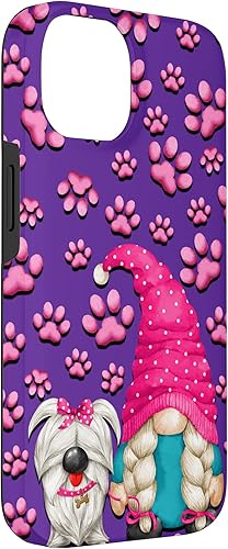Miniatura 6 de iPhone 1212 Pro - Cosas de gnomo púrpura para mujer patrón de pata rosa para perro mamá