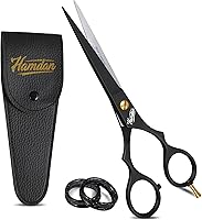 Hamdan 6.5" Matte Black Professional Hair Cutting Scissors - Ultra-Sharp Barber Shears for Salon & Home, Men Women Kids with Pouch
