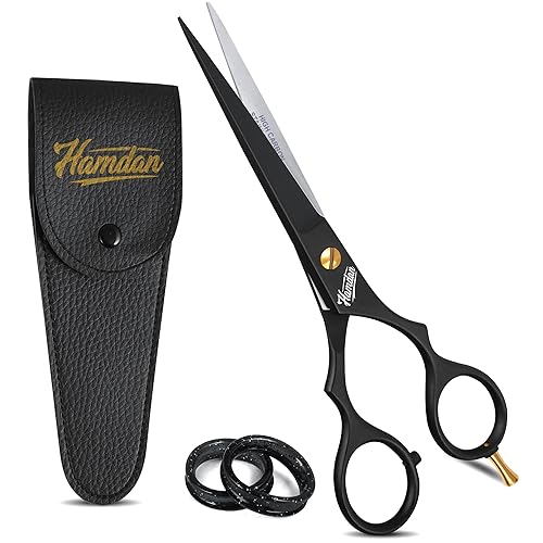 Hamdan 6.5” Matte Black Hair Scissors, Barber Shears for Men,