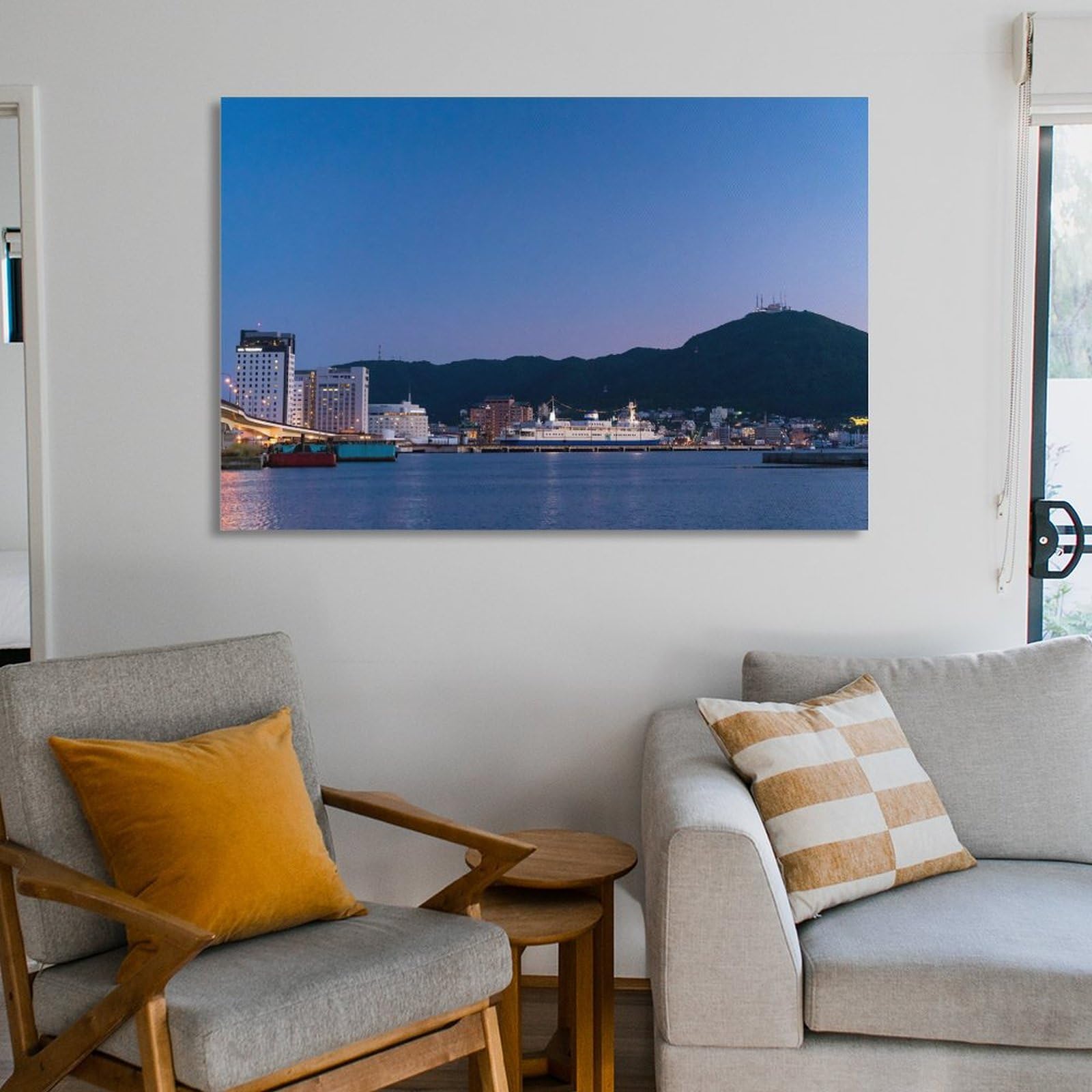 Amazon.co.jp: 絵画 北海道 函館市夜景になる前の街並みインテリア