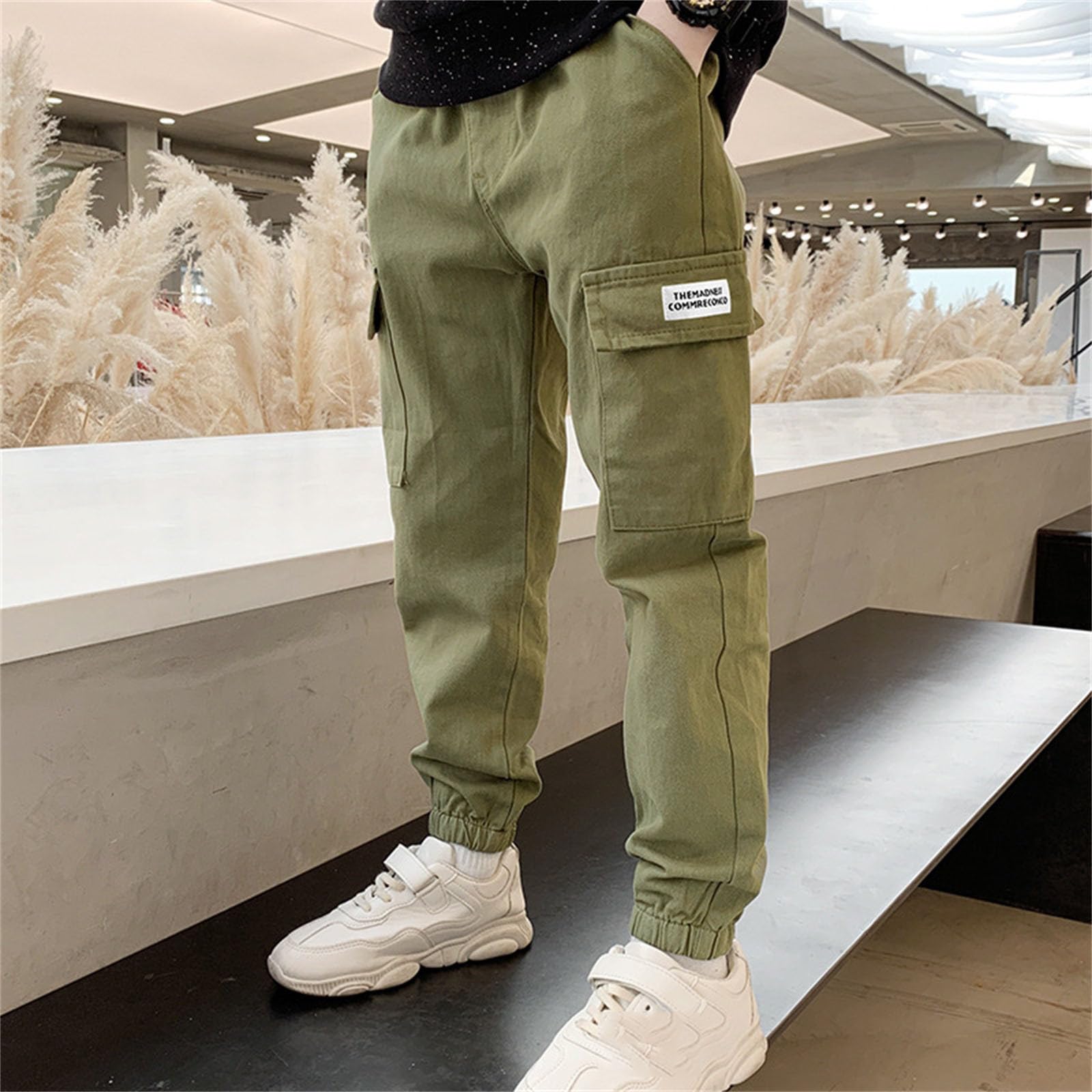 Lot de 2 pantalons cargo garçons coton taille élastique streetwear jambe fuselée