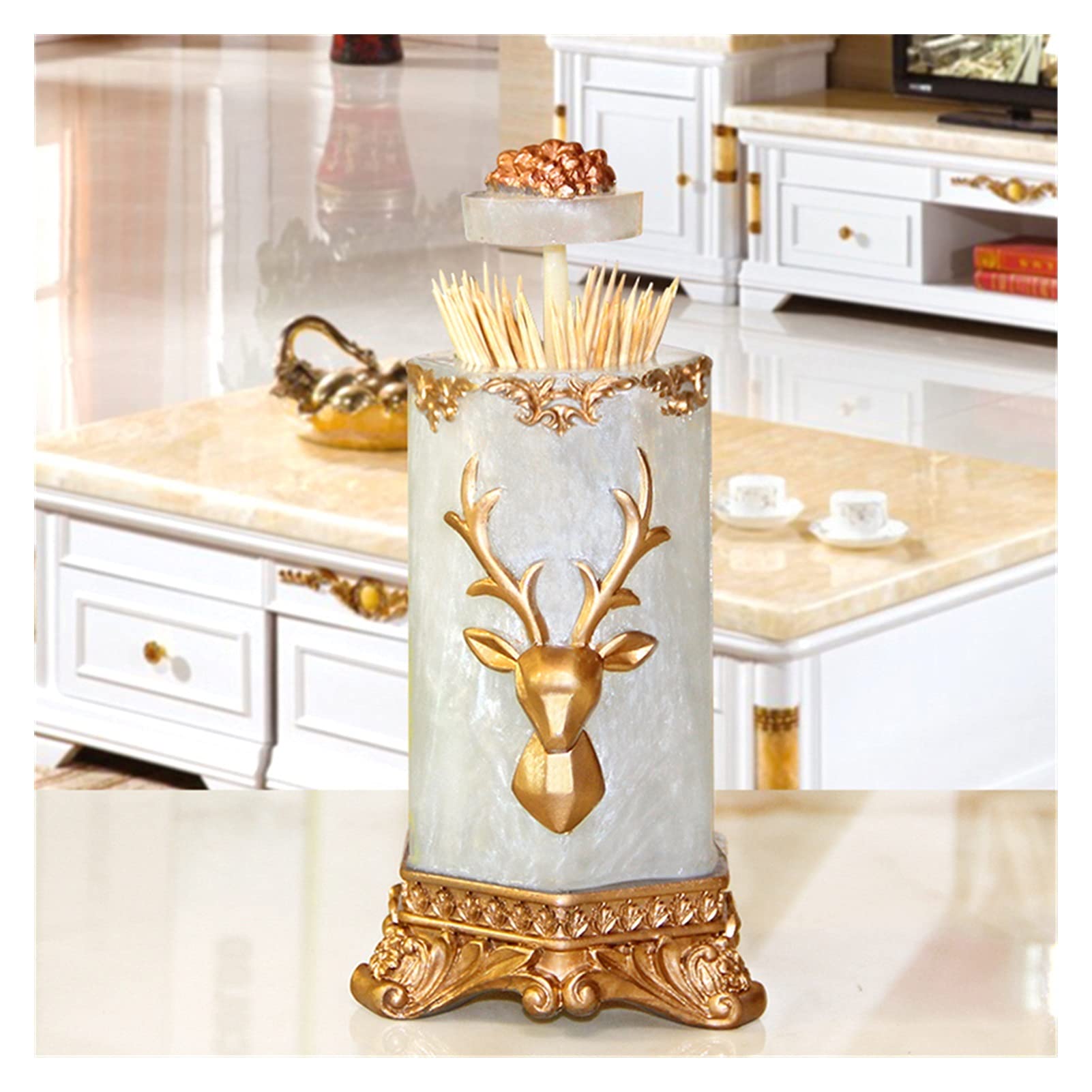GHKsdgET toothpick holder, Vintage Portable Toothpick Holder - Stylish Cotton Swab Storage Tank for Home & Living Room Decor
