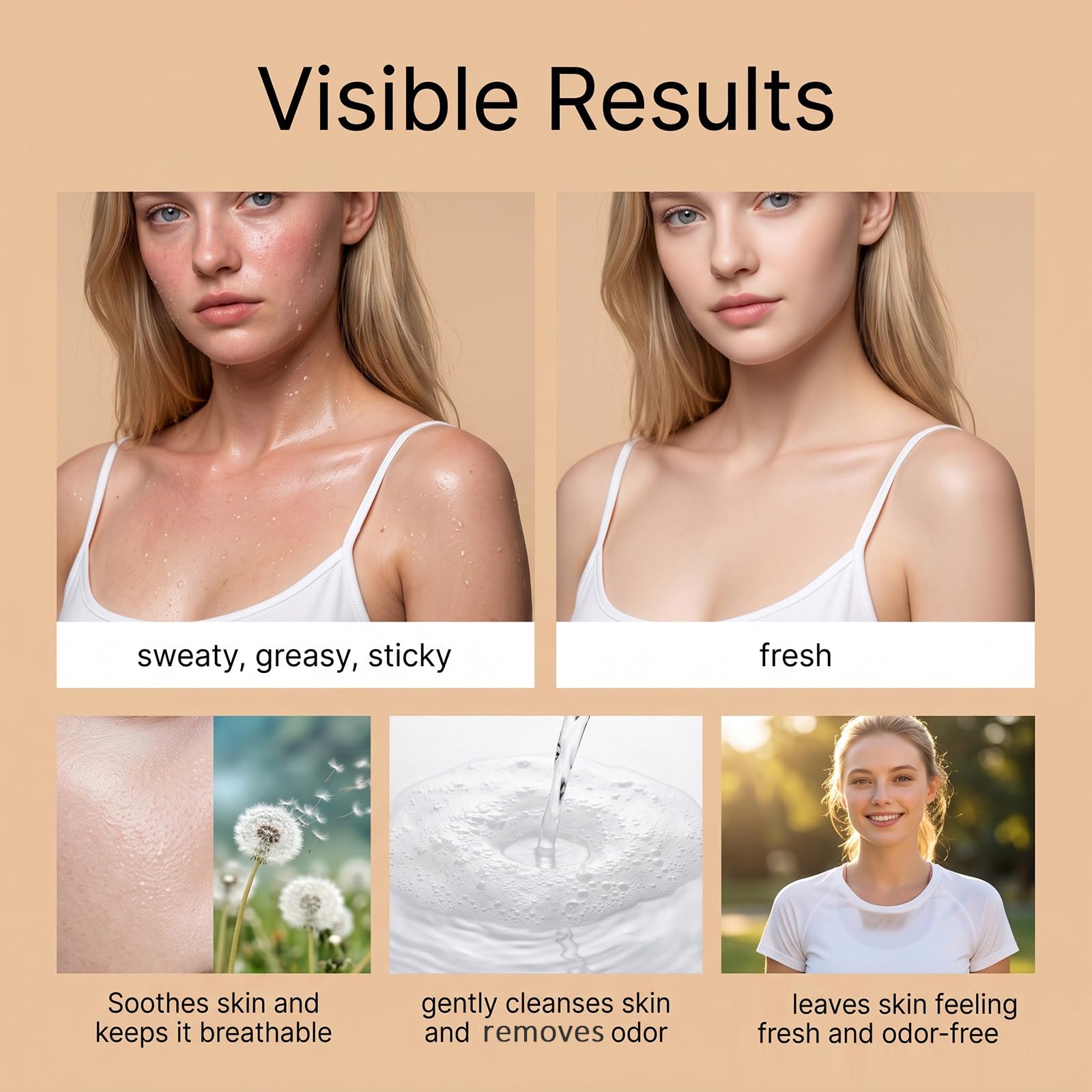 Bagnoschiuma deodorante al cachi – Gel doccia quotidiano con estratto botanico, detergente delicato e lenitivo per la pelle, lavaggio che dona freschezza e pulizia profonda per pelli mature. (4pcs)